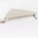 PRADA Clutch Bag Leather Silver White Auth 159445V-6