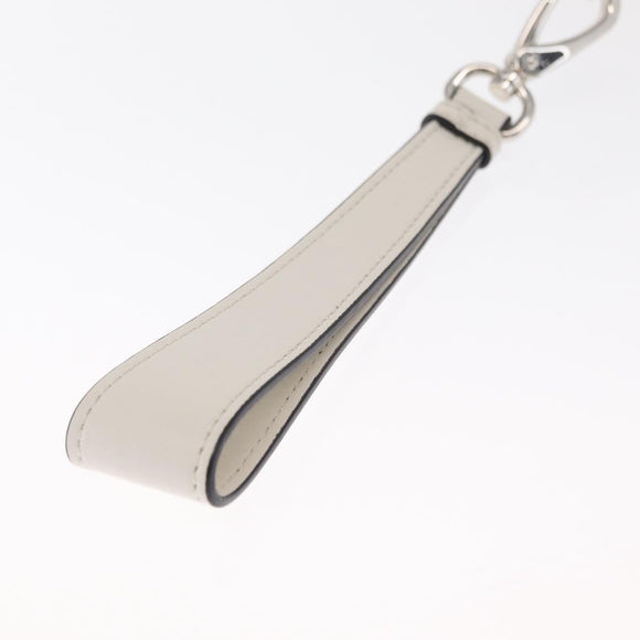 PRADA Clutch Bag Leather Silver White Auth 159445V