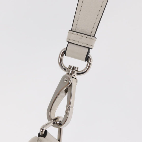 PRADA Clutch Bag Leather Silver White Auth 159445V