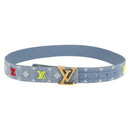 LOUIS VUITTON Monogram Denim CeintureLV New Wave Belt Blue M0146 Auth 159446SM-1
