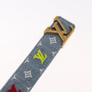 LOUIS VUITTON Monogram Denim CeintureLV New Wave Belt Blue M0146 Auth 159446SM-13