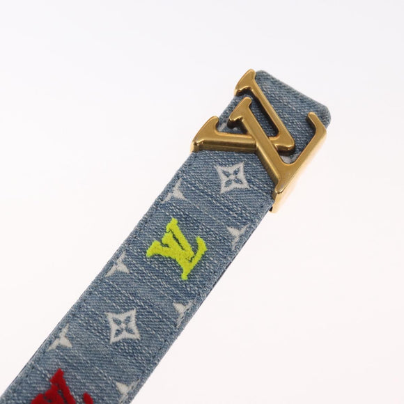 LOUIS VUITTON Monogram Denim CeintureLV New Wave Belt Blue M0146 Auth 159446SM