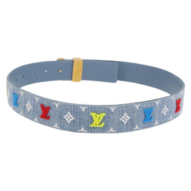 LOUIS VUITTON Monogram Denim CeintureLV New Wave Belt Blue M0146 Auth 159446SM - 0