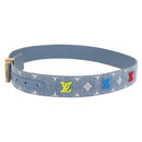 LOUIS VUITTON Monogram Denim CeintureLV New Wave Belt Blue M0146 Auth 159446SM-3