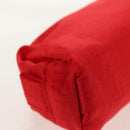 FENDI Zucchino Canvas Accessory Pouch Chain Red Gold Auth 159448V-10