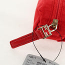 FENDI Zucchino Canvas Accessory Pouch Chain Red Gold Auth 159448V-12