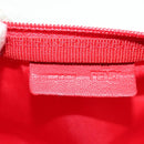 FENDI Zucchino Canvas Accessory Pouch Chain Red Gold Auth 159448V-13