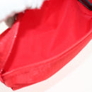 FENDI Zucchino Canvas Accessory Pouch Chain Red Gold Auth 159448V-14
