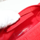 FENDI Zucchino Canvas Accessory Pouch Chain Red Gold Auth 159448V-18