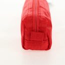 FENDI Zucchino Canvas Accessory Pouch Chain Red Gold Auth 159448V-4