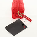 FENDI Zucchino Canvas Accessory Pouch Chain Red Gold Auth 159448V-5