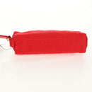 FENDI Zucchino Canvas Accessory Pouch Chain Red Gold Auth 159448V-7