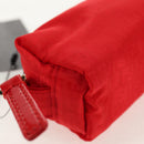 FENDI Zucchino Canvas Accessory Pouch Chain Red Gold Auth 159448V-8
