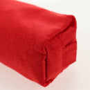 FENDI Zucchino Canvas Accessory Pouch Chain Red Gold Auth 159448V-9