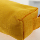 FENDI Zucchino Canvas Accessory Pouch Chain Yellow Gold Auth 159449V-16