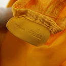 FENDI Zucchino Canvas Accessory Pouch Chain Yellow Gold Auth 159449V-9