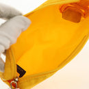 FENDI Zucchino Canvas Accessory Pouch Chain Yellow Gold Auth 159449V-10