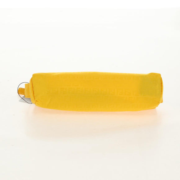 FENDI Zucchino Canvas Accessory Pouch Chain Yellow Gold Auth 159449V