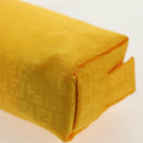 FENDI Zucchino Canvas Accessory Pouch Chain Yellow Gold Auth 159449V-14