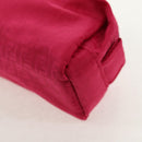 FENDI Zucchino Canvas Accessory Pouch Chain Pink Gold Auth 159450V-16