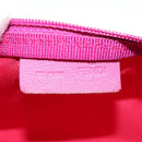 FENDI Zucchino Canvas Accessory Pouch Chain Pink Gold Auth 159450V-17