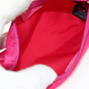 FENDI Zucchino Canvas Accessory Pouch Chain Pink Gold Auth 159450V-10