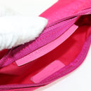 FENDI Zucchino Canvas Accessory Pouch Chain Pink Gold Auth 159450V-11