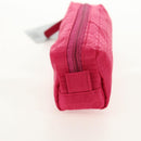 FENDI Zucchino Canvas Accessory Pouch Chain Pink Gold Auth 159450V-3