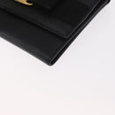 Salvatore Ferragamo Shoulder Wallet Vala Leather Black Gold Auth 159452-14