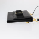 Salvatore Ferragamo Shoulder Wallet Vala Leather Black Gold Auth 159452-3