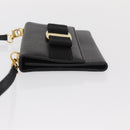 Salvatore Ferragamo Shoulder Wallet Vala Leather Black Gold Auth 159452-4