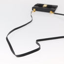 Salvatore Ferragamo Shoulder Wallet Vala Leather Black Gold Auth 159452-7