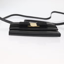Salvatore Ferragamo Shoulder Wallet Vala Leather Black Gold Auth 159452-5
