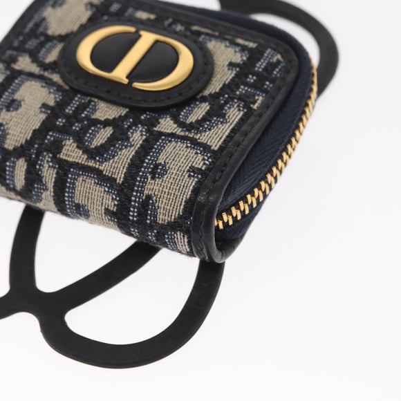 Christian Dior Trotter Canvas Phone Shoulder Shoulder Bag Navy Gold Auth 159453M