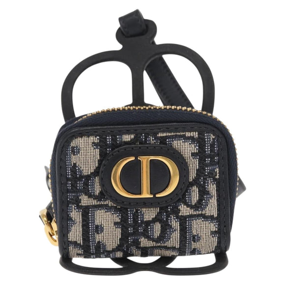 Christian Dior Trotter Canvas Phone Shoulder Shoulder Bag Navy Gold Auth 159453M