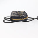 Christian Dior Trotter Canvas Phone Shoulder Shoulder Bag Navy Gold Auth 159453M-4