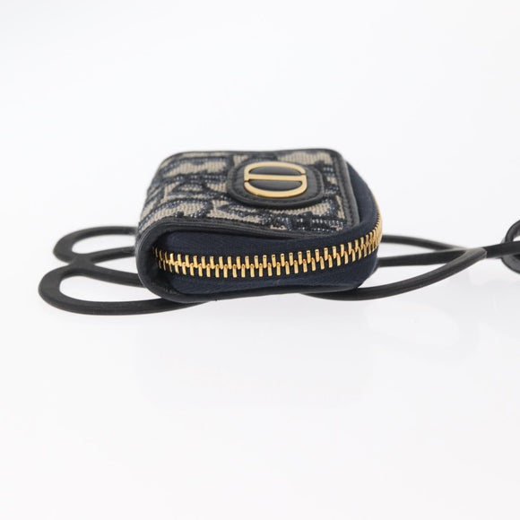 Christian Dior Trotter Canvas Phone Shoulder Shoulder Bag Navy Gold Auth 159453M