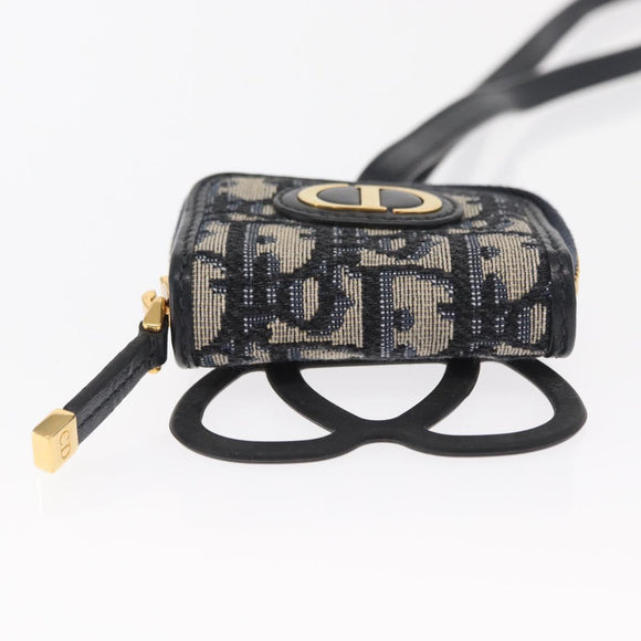 Christian Dior Trotter Canvas Phone Shoulder Shoulder Bag Navy Gold Auth 159453M