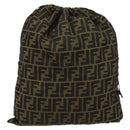 FENDI Zucca Canvas Purse Brown Black Auth 159458-2