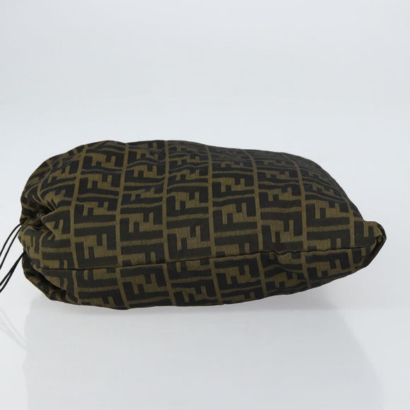 FENDI Zucca Canvas Purse Brown Black Auth 159458