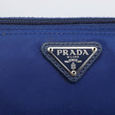 PRADA Pouch Nylon Blue Gold Auth 159459-12