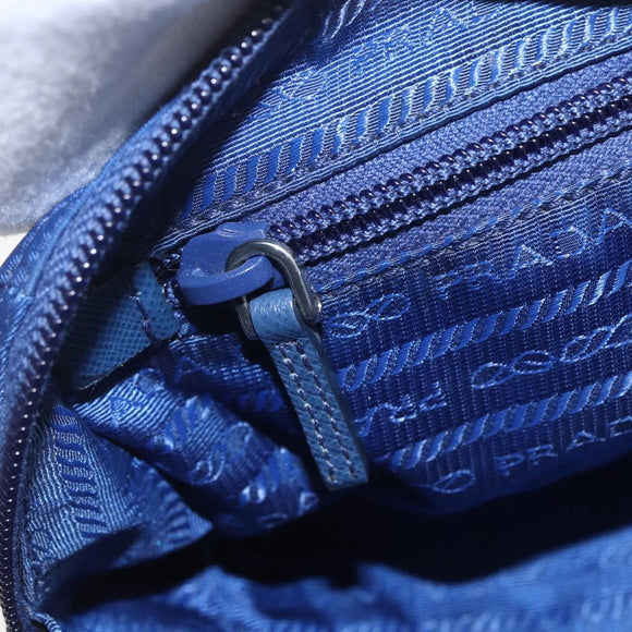 PRADA Pouch Nylon Blue Gold Auth 159459