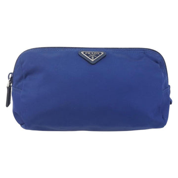 PRADA Pouch Nylon Blue Gold Auth 159459 - 0