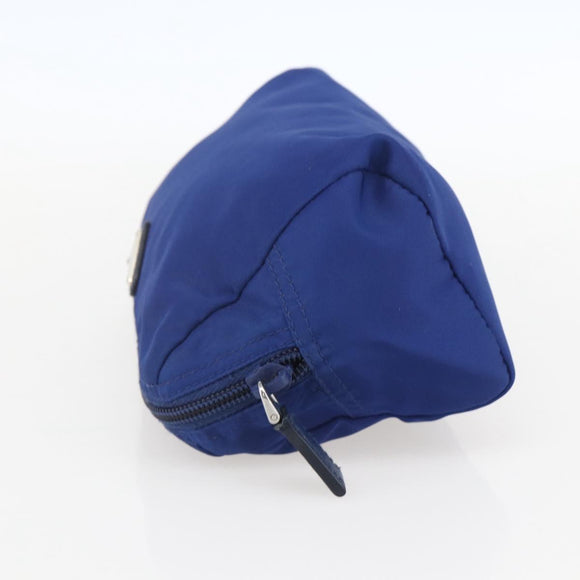 PRADA Pouch Nylon Blue Gold Auth 159459