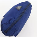 PRADA Pouch Nylon Blue Gold Auth 159459-6