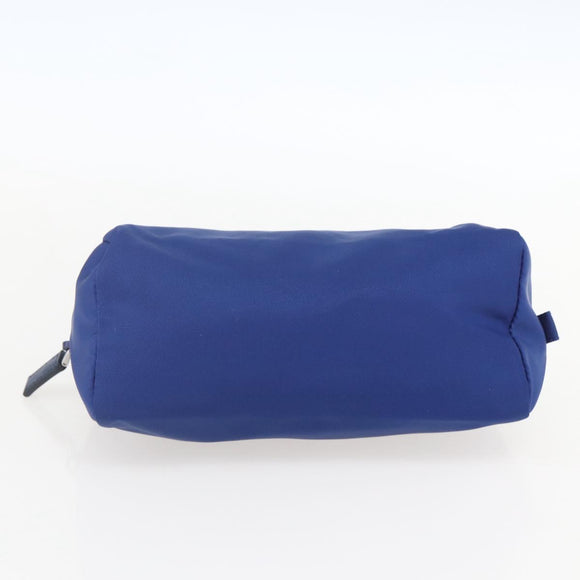 PRADA Pouch Nylon Blue Gold Auth 159459