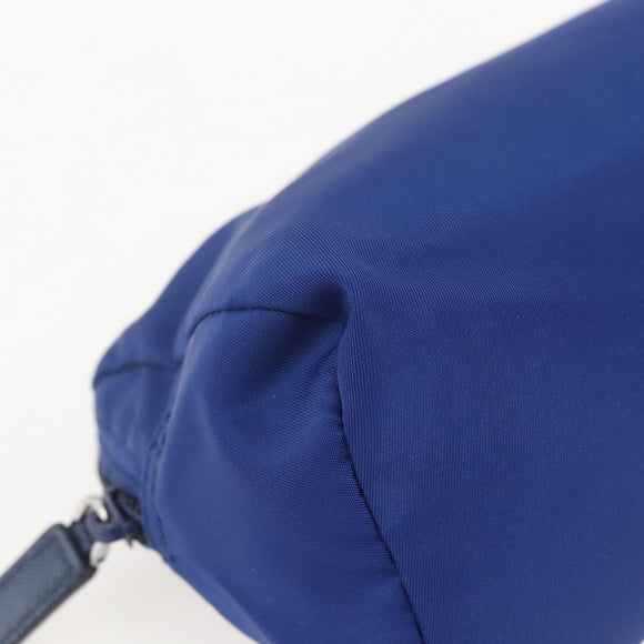PRADA Pouch Nylon Blue Gold Auth 159459