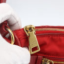 PRADA Accessory Pouch Nylon Red Gold Auth 159460-18
