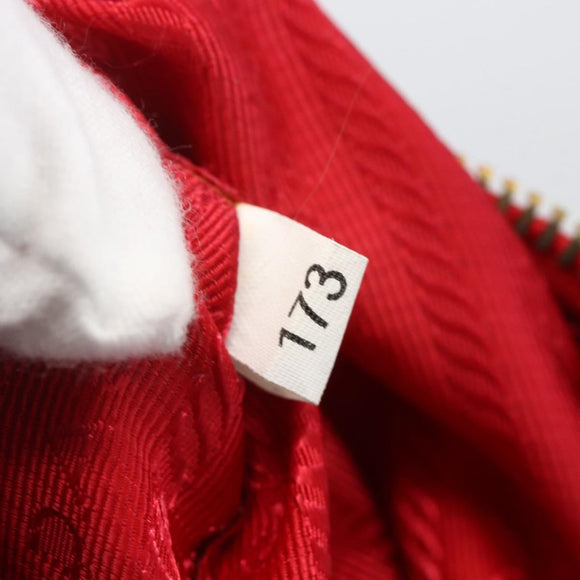 PRADA Accessory Pouch Nylon Red Gold Auth 159460