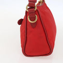 PRADA Accessory Pouch Nylon Red Gold Auth 159460-4
